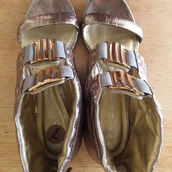 Pedro Garcia Gold Leather Gladiator Sandals 38 / 7 - Picture 5 of 8